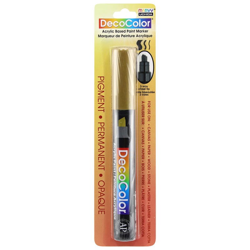 Uchida 315-C-GLD Marvy Deco Color Chisel Tip Acrylic Paint Marker, Gold - Image 1